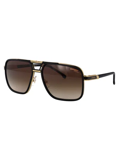 Carrera Matte Black Gold Metal Sunglasses In Brown