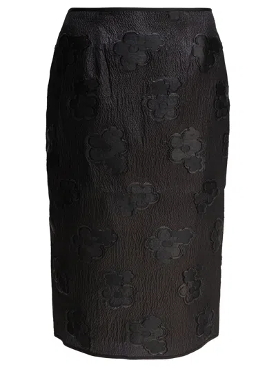 Cecilie Bahnsen Gonna Allegra In Misto Seta Nera  Donna In Black