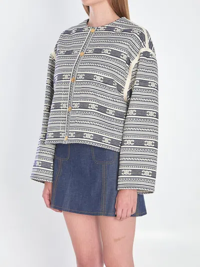 Celine Long Sleeve Casual Jacket In Multi