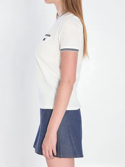 Celine White And Blue 70s Pocket Triomphe Cotton T-shirt In White