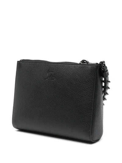 Christian Louboutin Embellished Clutch With Textured Finish And Wrist Strap In Black