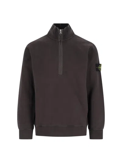 Stone Island Badge Half-zip Cotton Sweatshirt