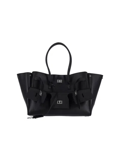 Balenciaga Medium Leather Bel Air Carry All Tote Bag In Black