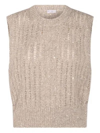 Brunello Cucinelli Light Beige Wool Knitwear