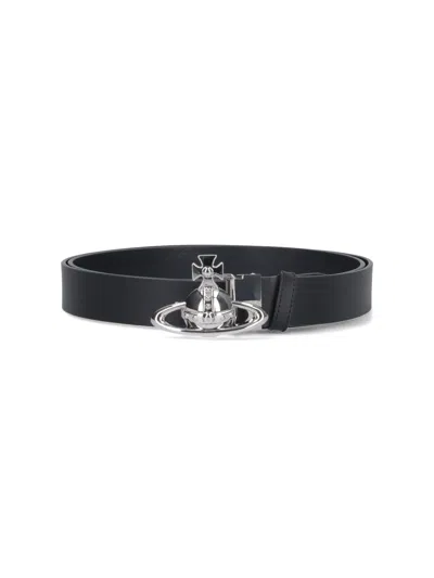 Vivienne Westwood Adjustable Length Smooth Finish Metallic Buckle In Black