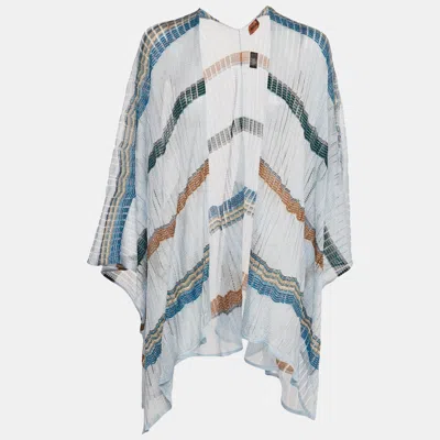Pre-owned Missoni M  Blue Lurex Knit Open Front Cardigan One Size