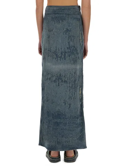 Diesel Megan Distressed High-waisted Long Skirt In Gray