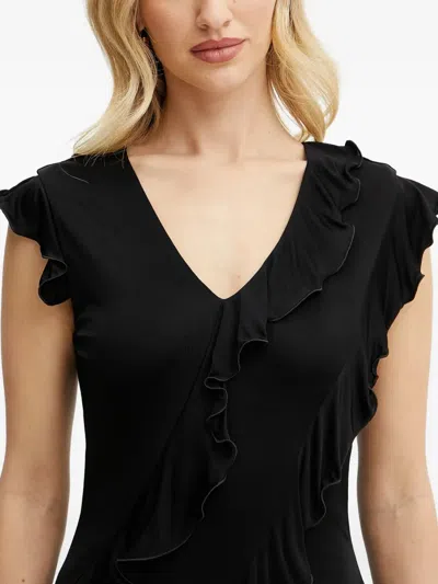 Karl Lagerfeld Ruffle-detail Midi Dress In Black