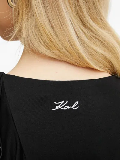 Karl Lagerfeld Ruffle-detail Midi Dress In Black