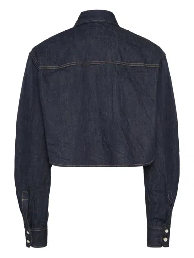 Dsquared2 Icon Logo Embroidered Denim Shirt In Blue
