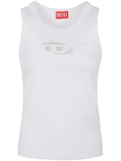 Diesel 't-lins' White Top With Oval D Logo On The Front In White