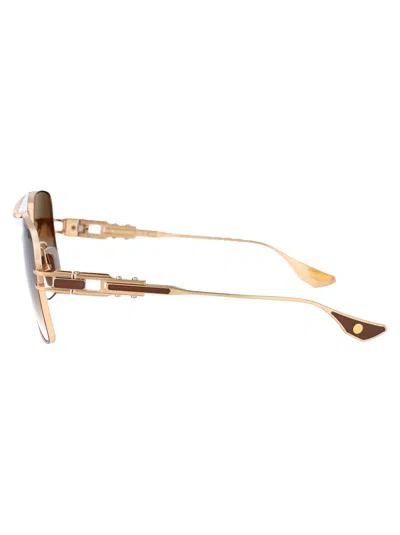 Dita Eyewear Brushed White Gold - Capuccino W/brown To Clear Gradient Metal Sunglasses