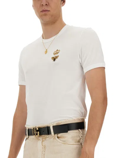 Dolce & Gabbana Bee And Crown Embroidered Tshirt