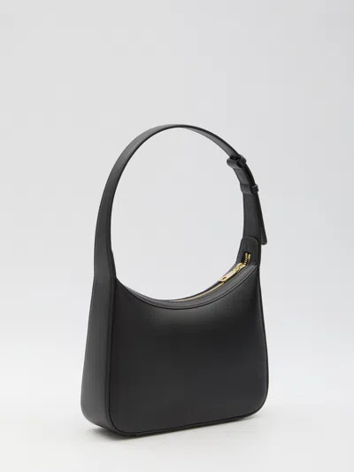 Dolce & Gabbana Curved Black Bag With Gold Logo Accents