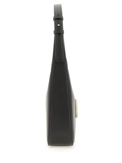 Dolce & Gabbana Curved Black Bag With Gold Logo Accents