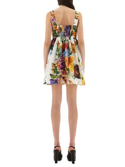 Dolce & Gabbana Multicolor Sleeveless Dress With Bustier Style Neckline And All-over Floral Print In Cotton Woman