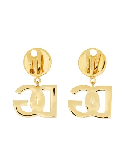 Dolce & Gabbana Dg Clips Brass Half-moon Stud Earrings In Gold
