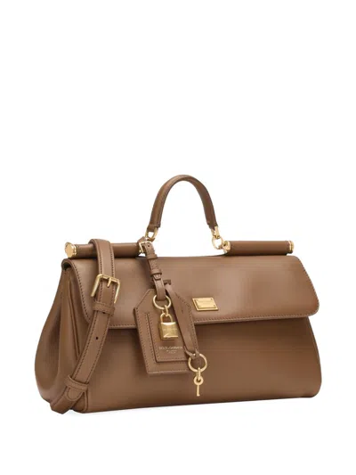 Dolce & Gabbana Handbag Soft Leather Padlock Detail In Neutral