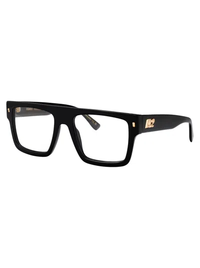 Dsquared2 Logo-debossed Square-frame Glasses In Black