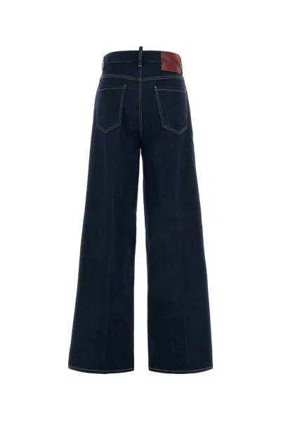 Dsquared2 Dsquared Stretch Denim Traveller Wide Leg Jeans In Blue