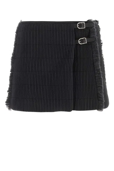 Durazzi Milano Black Stretch Polyester Mini Skirt In Blue