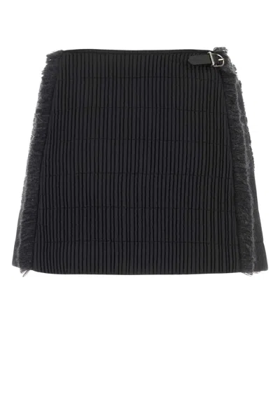 Durazzi Milano Black Stretch Polyester Mini Skirt In Blue