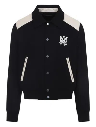 Amiri Tailored Wool And Leather Jacket With Zippered Pockets