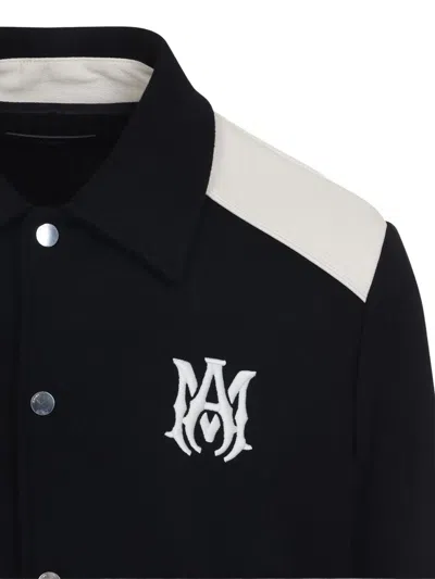 Amiri Tailored Wool And Leather Jacket With Zippered Pockets