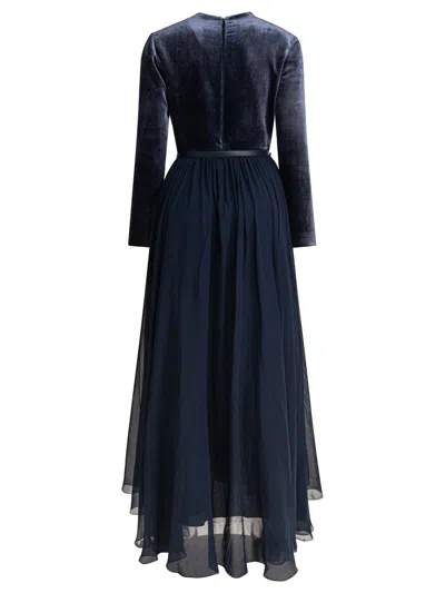 Elie Saab Velvet Pleated Maxi Dress With Belted Waist