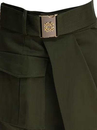 Elie Saab Gabardine Midi Skirt Palm Shade36 Gabardine