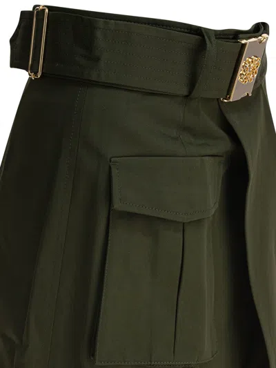 Elie Saab Gabardine Midi Skirt Palm Shade36 Gabardine