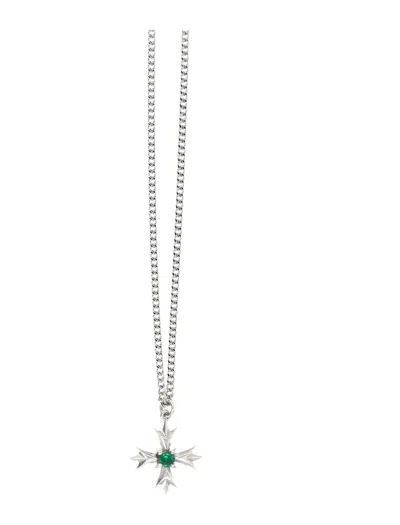 Emanuele Bicocchi Crest Star Pendant Necklace With Zirconia Accents In White