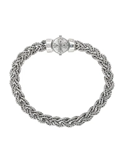 Emanuele Bicocchi Diamond-cut Flat Braided Bracelet In Gray