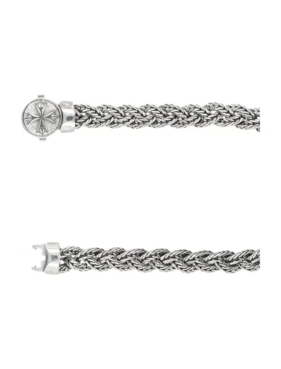 Emanuele Bicocchi Diamond-cut Flat Braided Bracelet In Gray