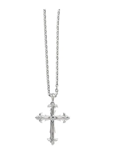Emanuele Bicocchi Intricate Sterling Silver Medium Cross Necklace In Neutral