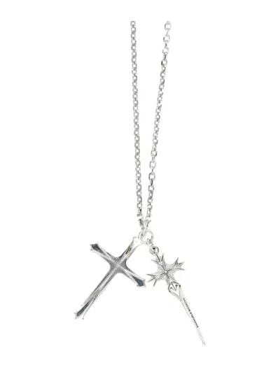 Emanuele Bicocchi Feather And Cross Necklace