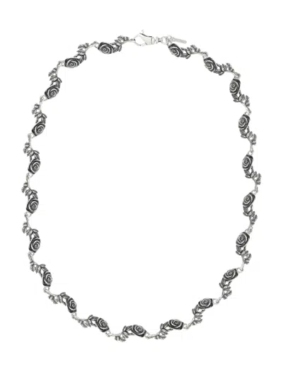 Emanuele Bicocchi Intricate Sterling Silver Multi-roses Necklace In Metallic