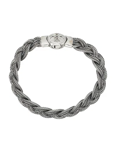 Emanuele Bicocchi Small Diamond-cut Flat Braided Bracelet In Metallic