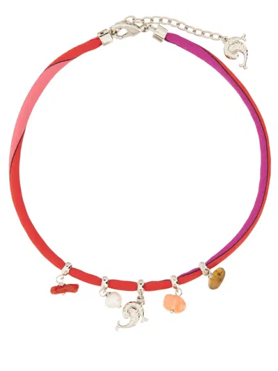 Pucci Silk Pendant Necklace With Gradient In Red