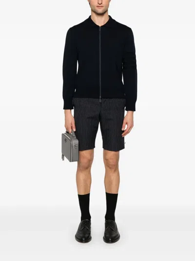Thom Browne Double Face Zip Wool Blend Cardigan