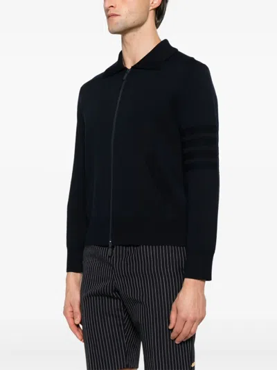 Thom Browne Double Face Zip Wool Blend Cardigan