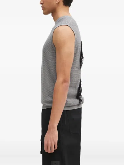 Y-3 Textured Sleeveless Sweater In Gray