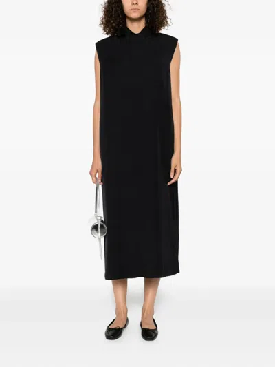 Carven Midi Sleeveless High-neck Dress In Black
