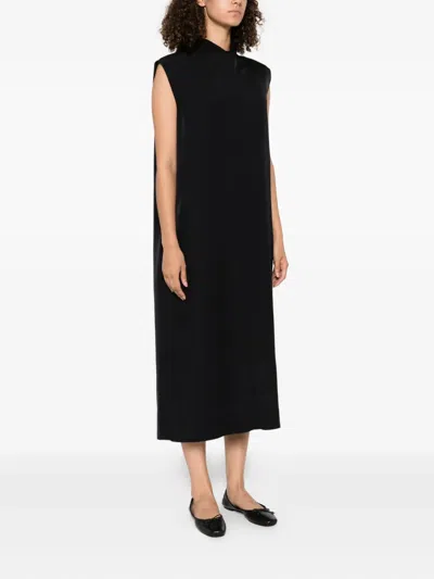 Carven Midi Sleeveless High-neck Dress In Black