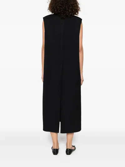 Carven Midi Sleeveless High-neck Dress In Black