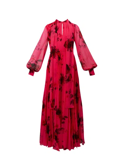 Erdem Long Sleeved Dress With Floral Print In Red