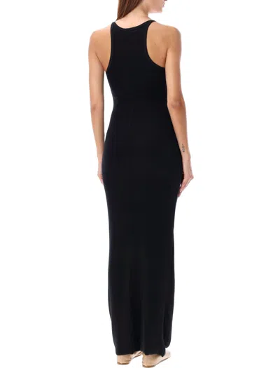 Éterne Form-fitting Ribbed Cotton Maxi Dress In Black