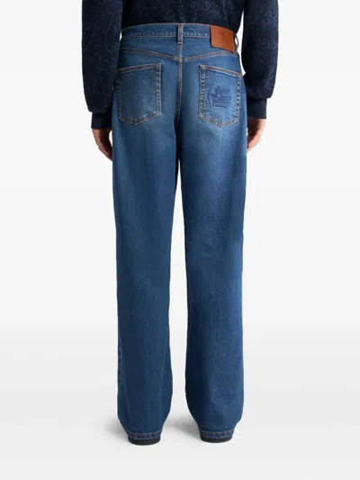 Etro Straight-leg Denim Trousers With Five Pockets In Blue