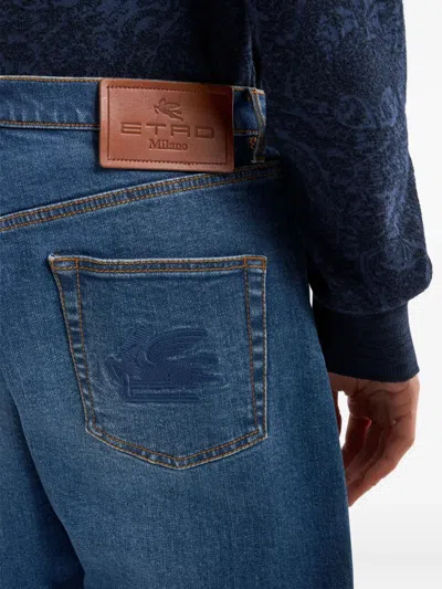 Etro Straight-leg Denim Trousers With Five Pockets In Blue