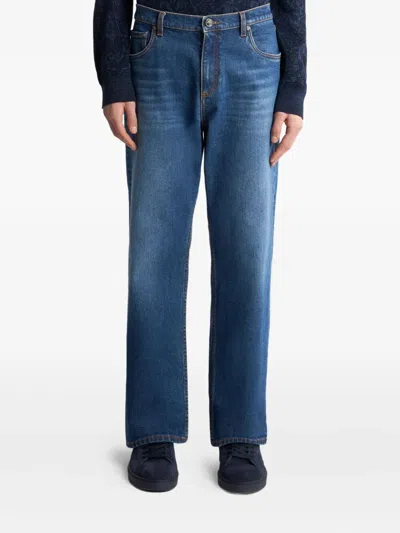 Etro Straight-leg Denim Trousers With Five Pockets In Blue